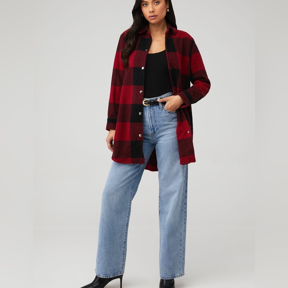 LIKE NEW BB Dakota buffalo plaid snap button shacket